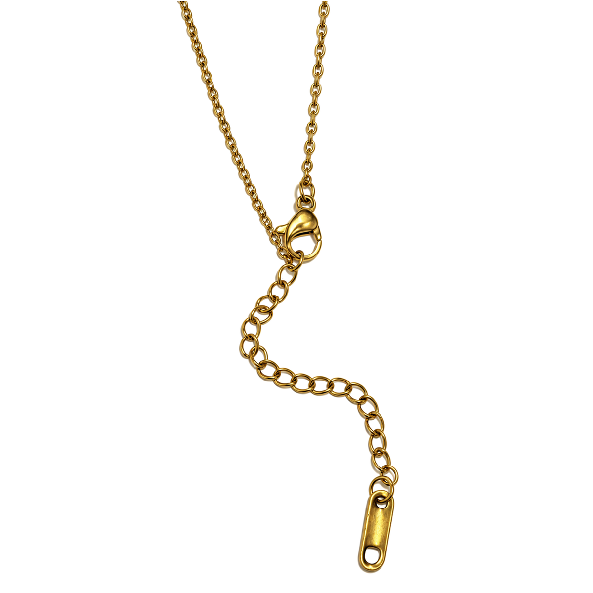 Set 01: Gold-tone tag pendant, detail view.