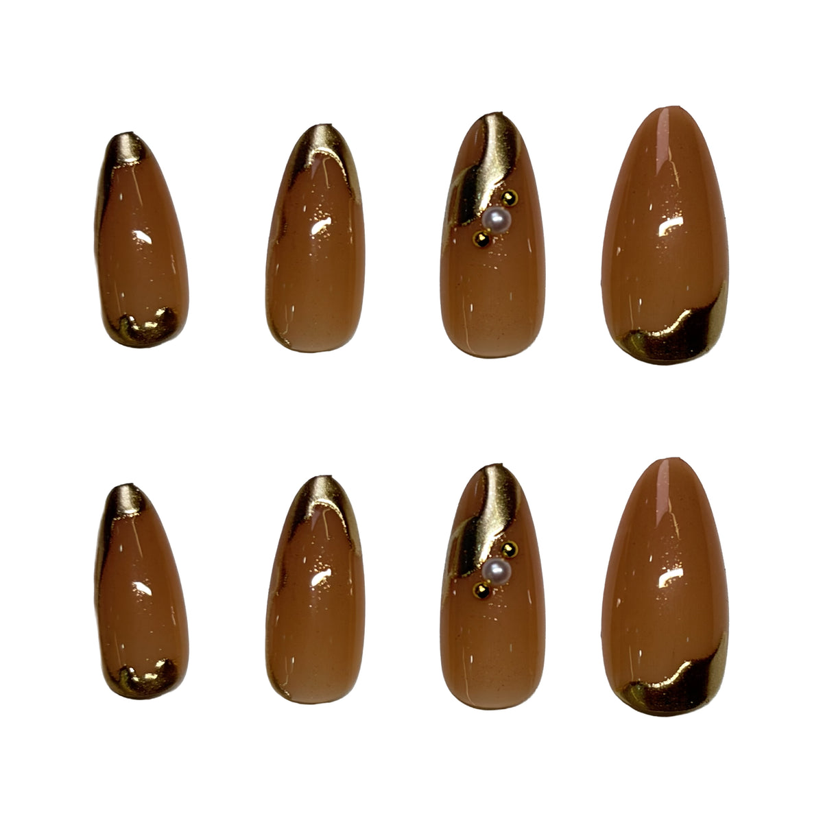 Caramel Gold press-on nail design for Set 01