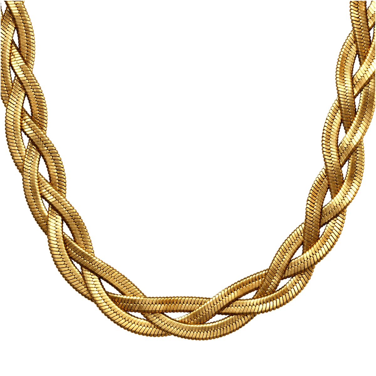 Set 02: Gold-tone braided chain, detail view.