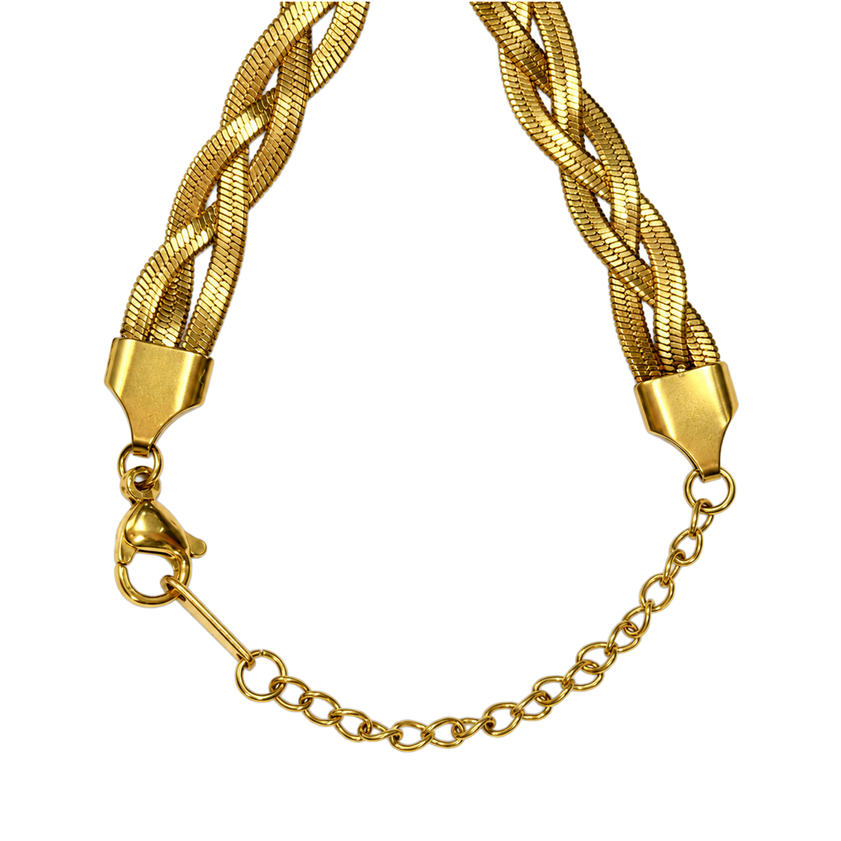 Set 02: Gold-tone braided chain, detail view.