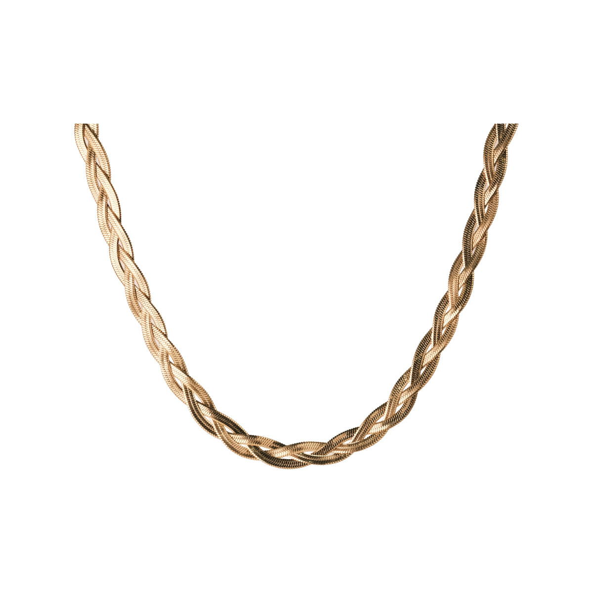 Set 02: Gold-tone braided chain, complete jewelry view.