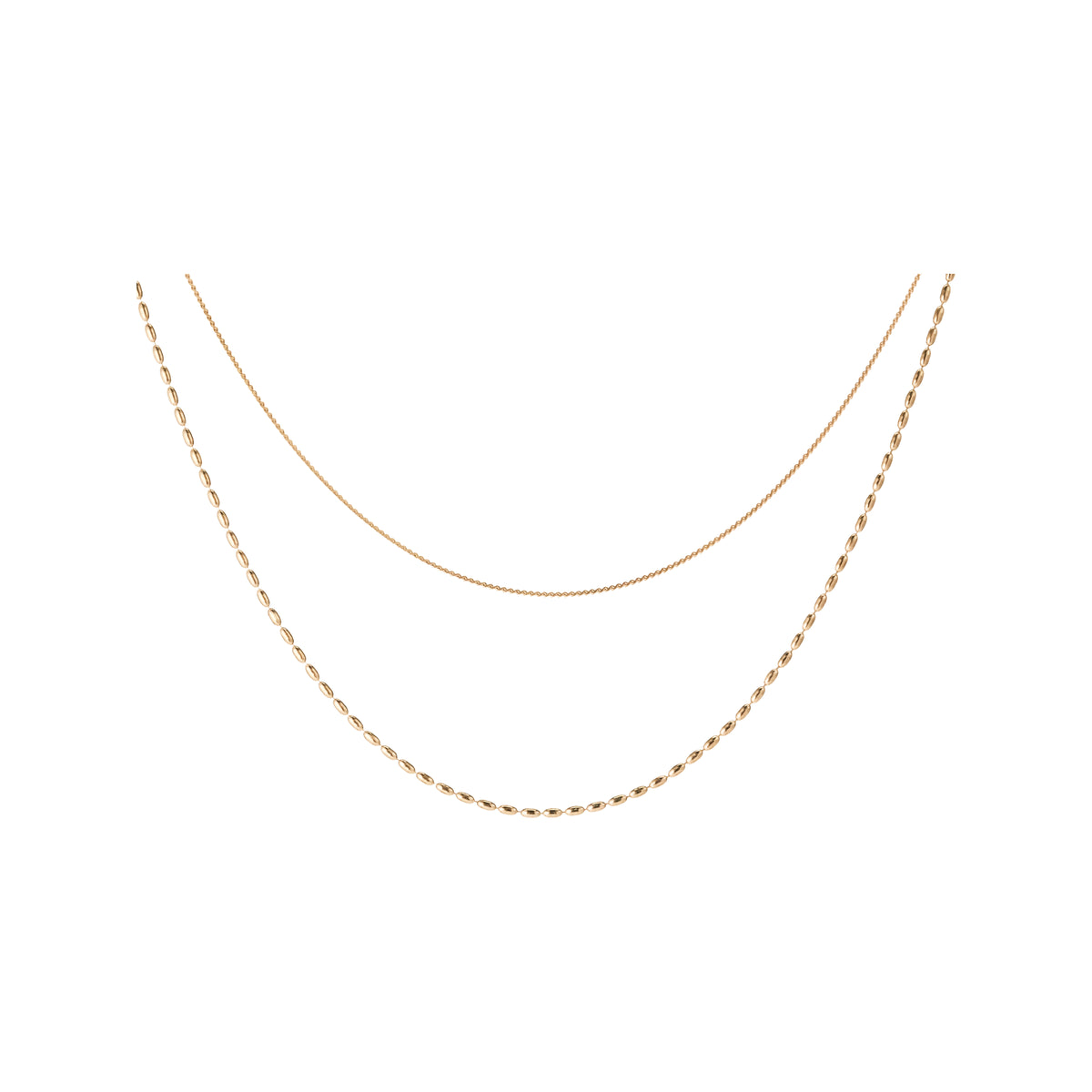 Set 03: Fine gold-tone layered chains, complete jewelry view.
