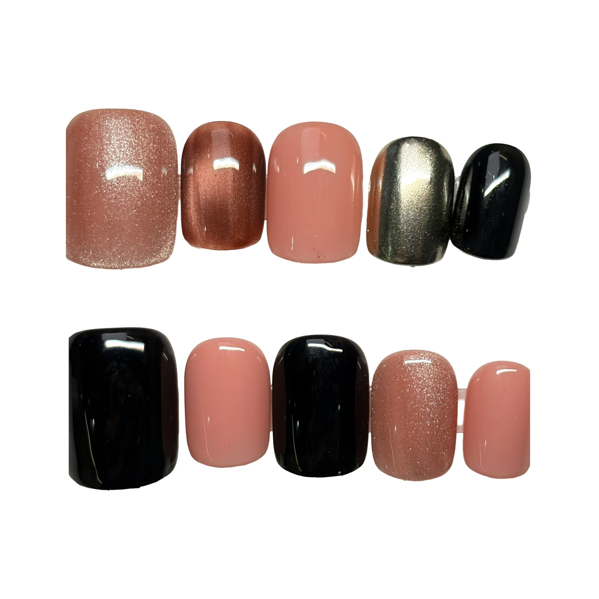 Blush & Chrome press-on nail design for Set 03