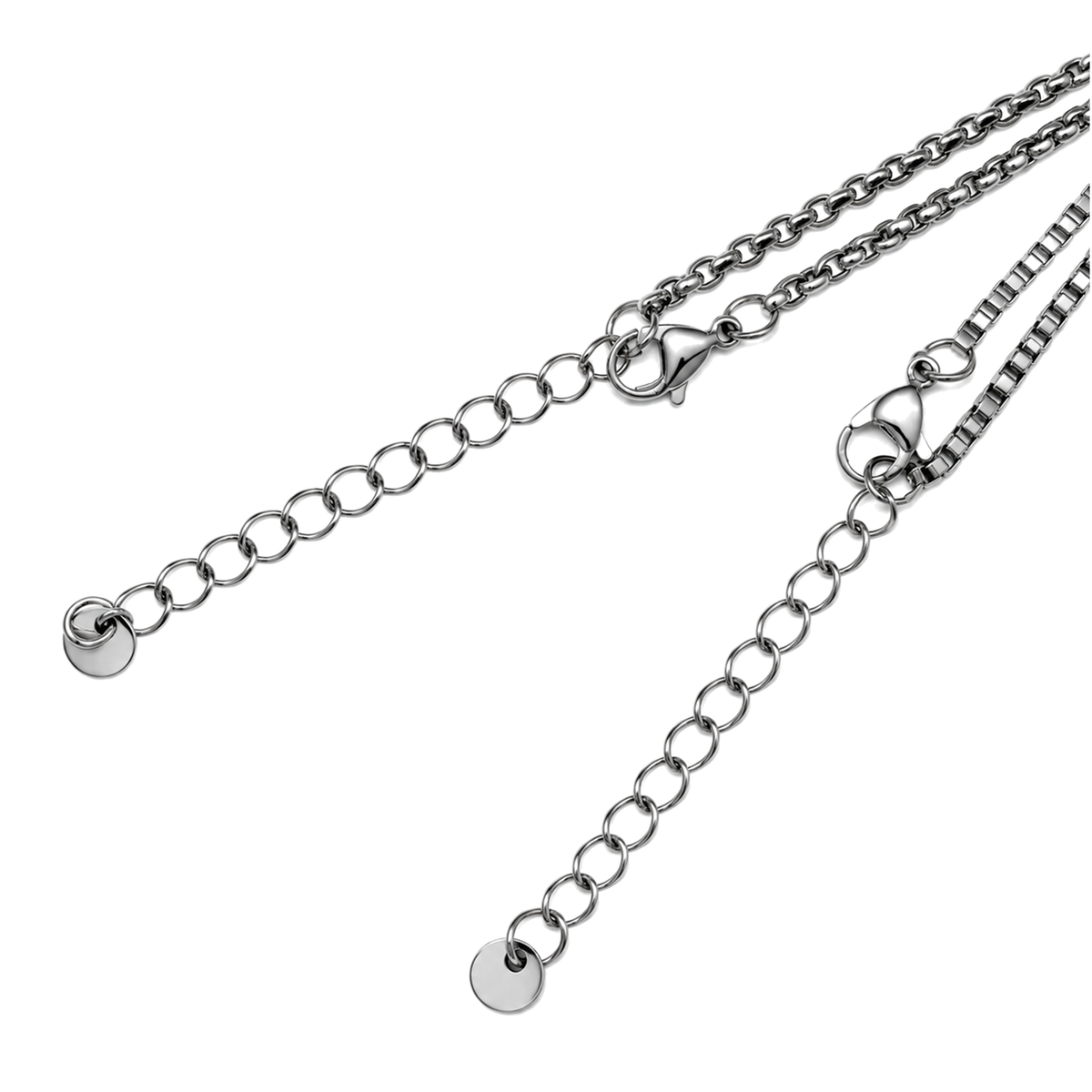 Set 04: Silver-tone layered rectangular pendant, detail view.