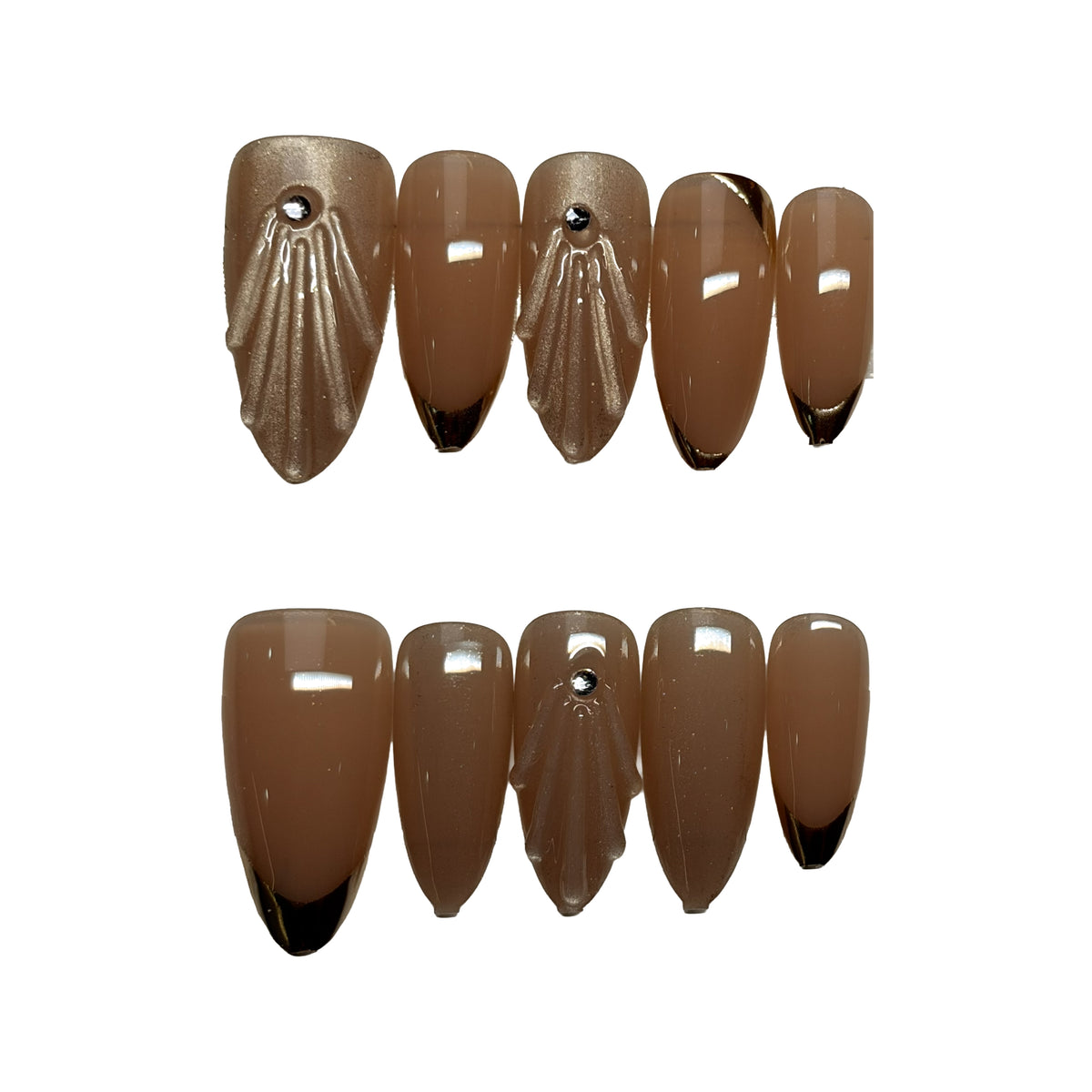 Sculpted Cocoa press-on nail design for Set 04