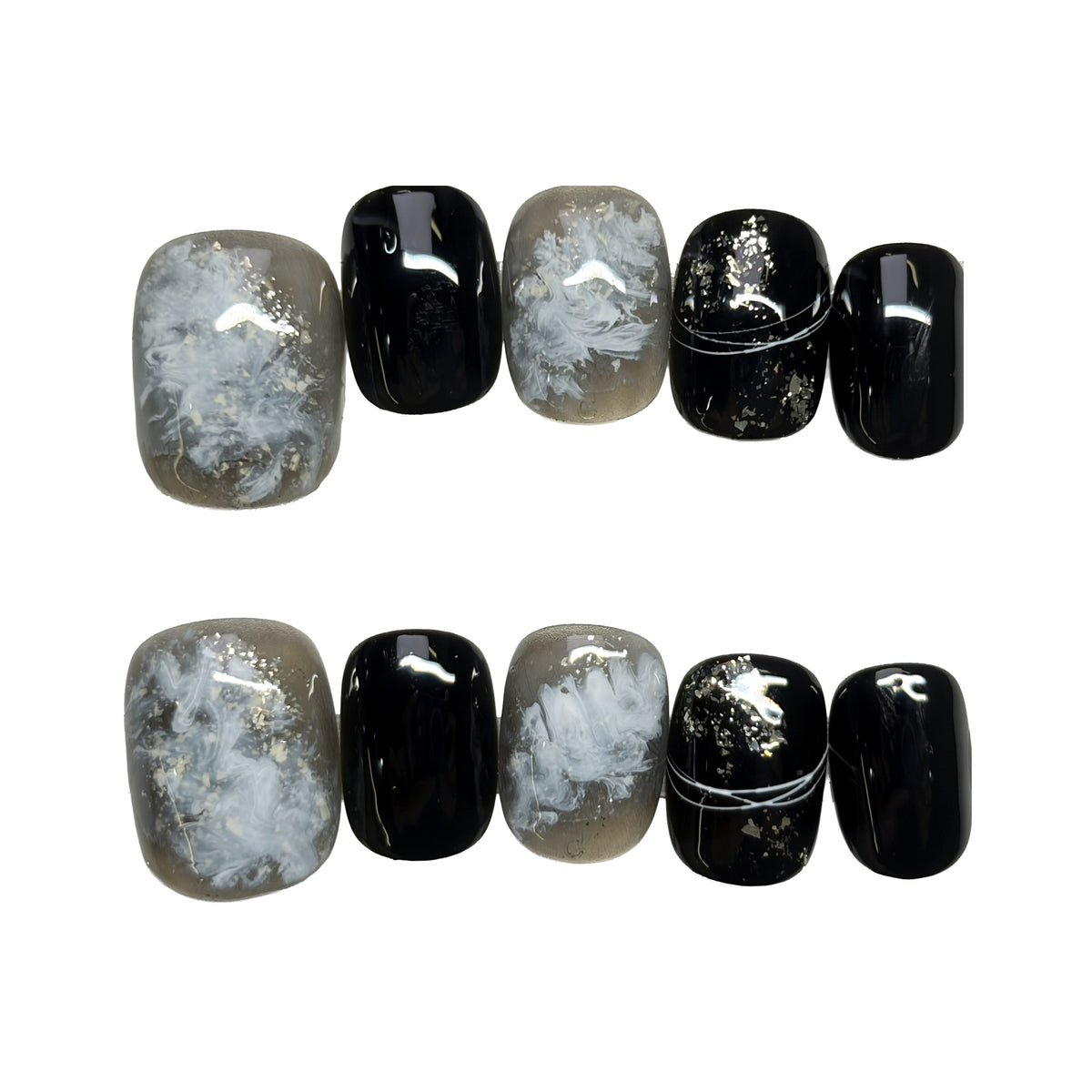 Smoky Marble press-on nail design for Set 06