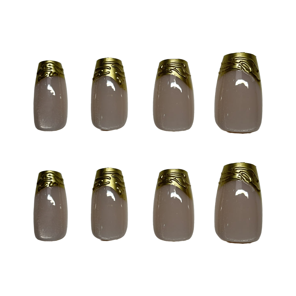 Gold-Tip Taupe press-on nail design for Set 07