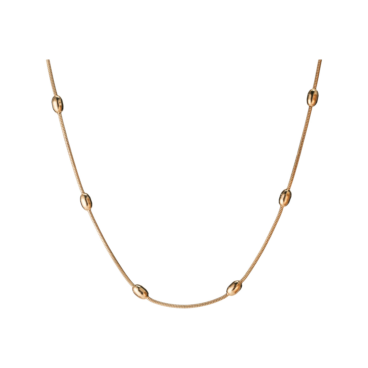Set 08: Gold-tone station chain, complete jewelry view.
