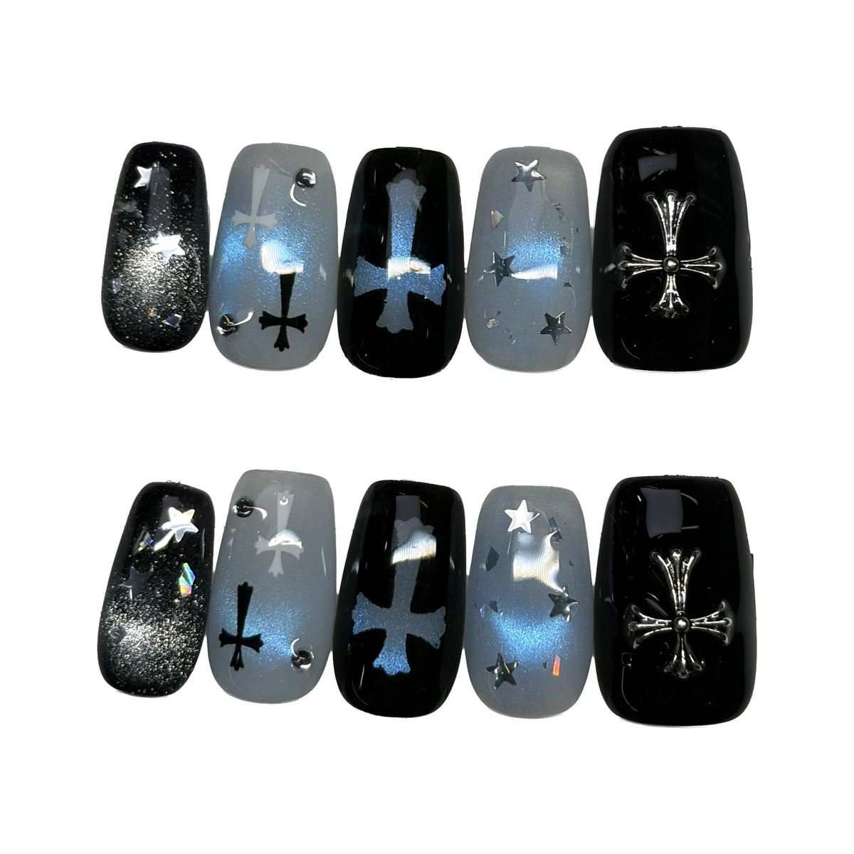 Midnight Cross press-on nail design for Set 08